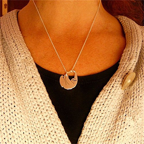 [Australia] - Your Always Charm 2Pcs Sloth Necklace,Hanging Hollow Sloth Frienship Necklace Sloth Gifts for Sloth Lovers 2 Gold 