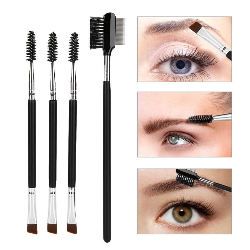 [Australia] - 4Pcs Professional Soft Hair Cosmetic Double Head Eyebrow Brush Eyelashes Comb Makeup Tool 