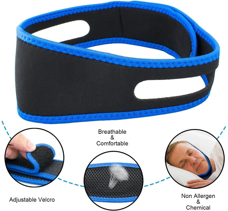 [Australia] - Anti Snoring Chin Strap for Sleep, Stop Snoring Chin Strap for Cpap Users, Adjustable Anti Snore Reduction Device for Sleeping Better, Breathable Sleep Aid with Anti Snoring Devices (Blue) 