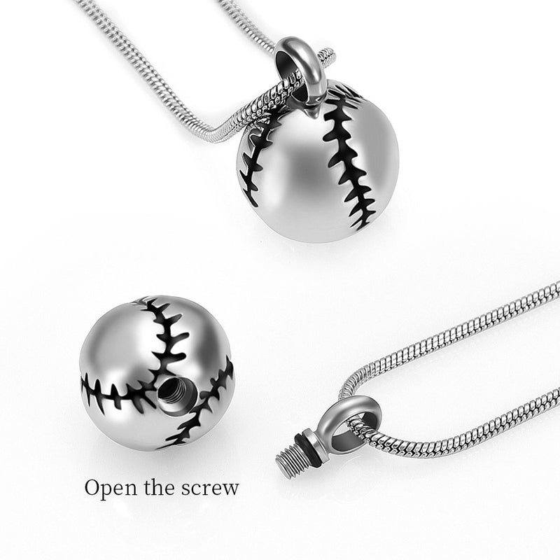 [Australia] - Stainless Steel 20mm Baseball Memorial Urn Jewelry Pendant Hold Cremation Keepsake Necklace for Ashes 