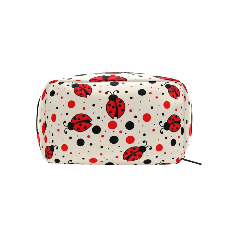 [Australia] - YZGO Red Black Polka Dots Ladybugs Cosmetic Pouch Waterproof Makeup Bag Organizer Travel Case 