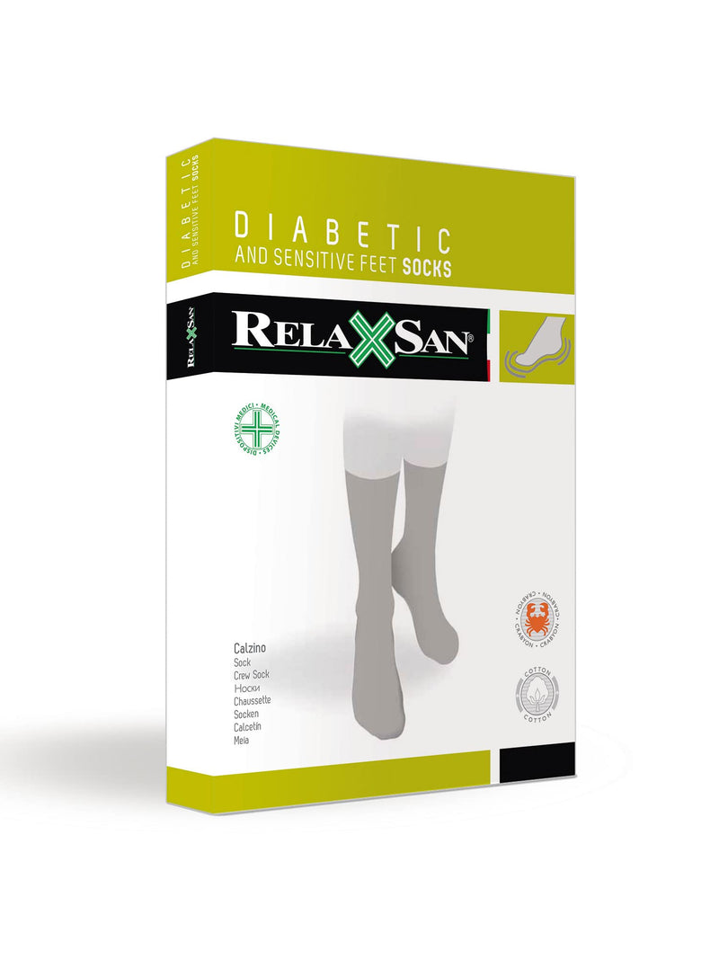 [Australia] - Relaxsan 560 Diabetic Crew Socks for Men Women, Seamless Socks, Non Binding for Sensitive Feet, Cotton and Crabyon 4 White 