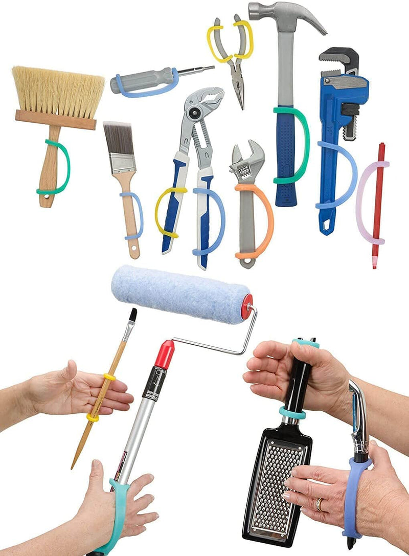 [Australia] - EazyHold Silicone Universal Cuff Aid for Limited Hand Grip, Cerebral Palsy, Therapy, Adaptive Eating Tableware Spoon Fork Holder, Disabled Assistive Equipment (Youth to Adult-5 Pack) Youth to Adult 5 Count (Pack of 1) 