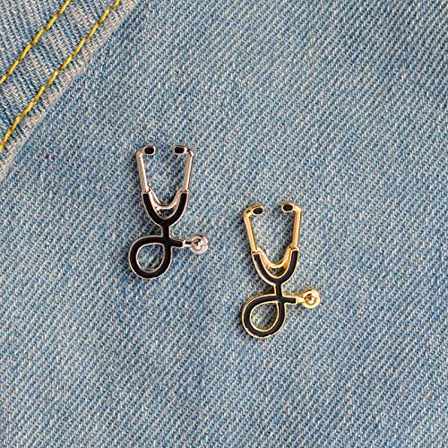 [Australia] - JOYID 2pcs/Set Cute Stethoscope ECG Brooch Medical Doctor Nurse Enamel Lapel Collar Pins Brooch for Women Men Children 