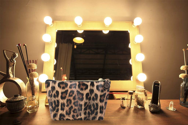 [Australia] - Makeup Bag,Cosmetic Lipstick Cute Pouch Toiletry Travel bag and Brush Organizer Purse Handbag For Women, Leopard 