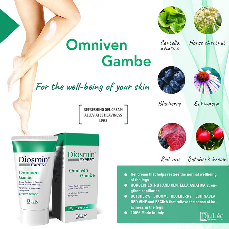 [Australia] - Diosmin and Horse Chestnut Cream for Legs Dulàc - Restless Legs, Swollen Ankles, Spider Legs, Swollen Legs Relief - Cooling Leg Gel, Improves Micro-Circulation 150 ml (Pack of 1) 