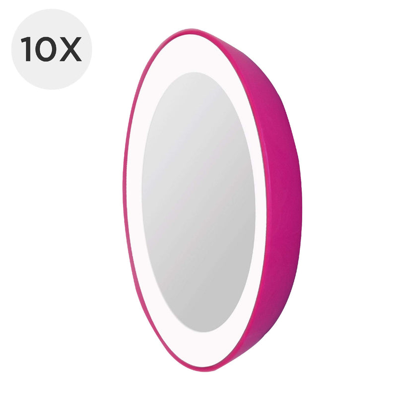 [Australia] - Zadro Compact 10X Magnification LED Lighted Suction Cup Mount Beauty Makeup Mirror, Pink 10X Magnification, Pink 