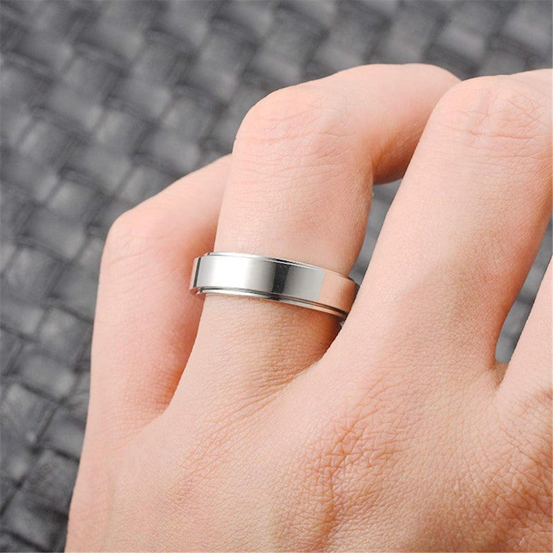 [Australia] - Nanafast 3 PCS Fidget Spinner Ring Stainless Steel Spinner Band Ring Fidget Rings for Women Men Relieving Stress Anxiety Ring Set Size 6-12 silver 