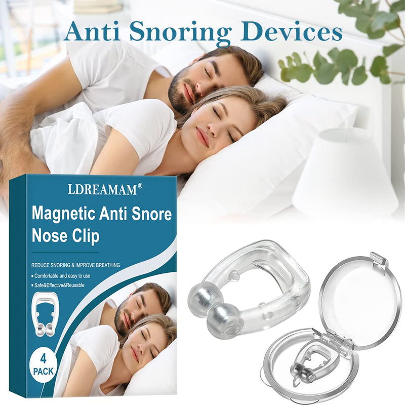 [Australia] - Silicone Anti Snoring Nose Clip,Nasal Snore Clip,Magnetic Anti Snore Nose Clip,Silicone Magnetic Anti Snore Clips,Sleep Aid Relieve Snore for Men Women 4pcs 