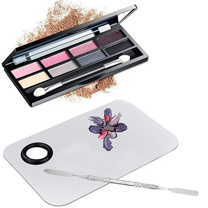 [Australia] - Professional Pro Stainless Steel Makeup Palette Cosmetic Palette with Spatula Tool Makeup Art Tool For Nail Art Eye Shadow Eyelash Makeup Professional Pigment Blending（6 x 4 Inch Sliver） 