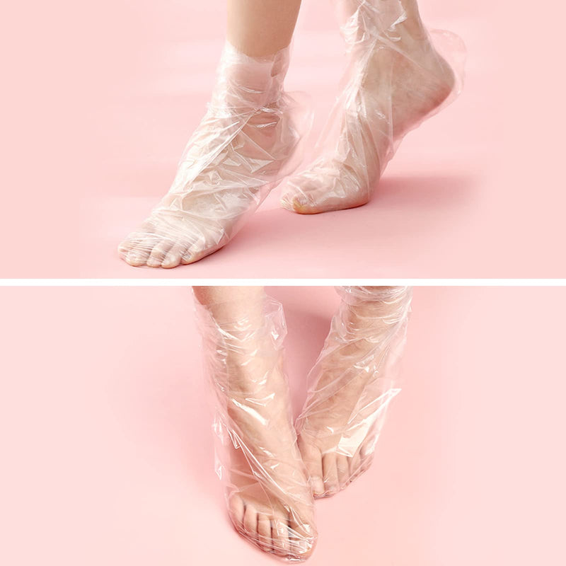 [Australia] - 100 Pieces Foot Bags Disposable Foot Paraffin Wax Bath Liners Plastic Foot Bag with Sticker Closure for Foot Care 