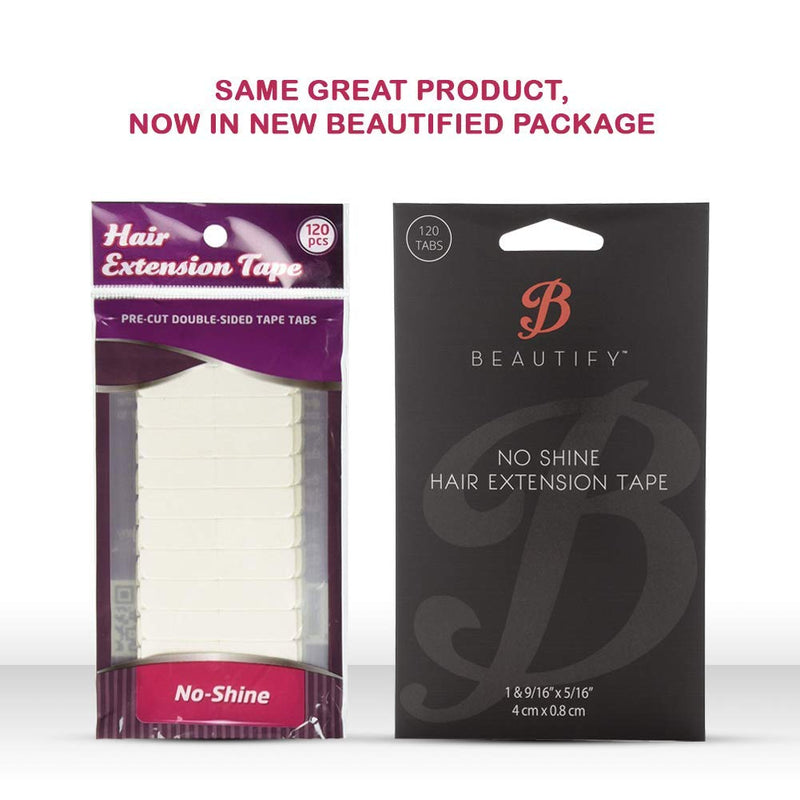 [Australia] - No Shine by BEAUTIFY Hypoallergenic Double Sided Hair Extension Tape, 4 cm x 0.8 cm, 120 Pre-Cut Tabs 4cm X 0.8cm 