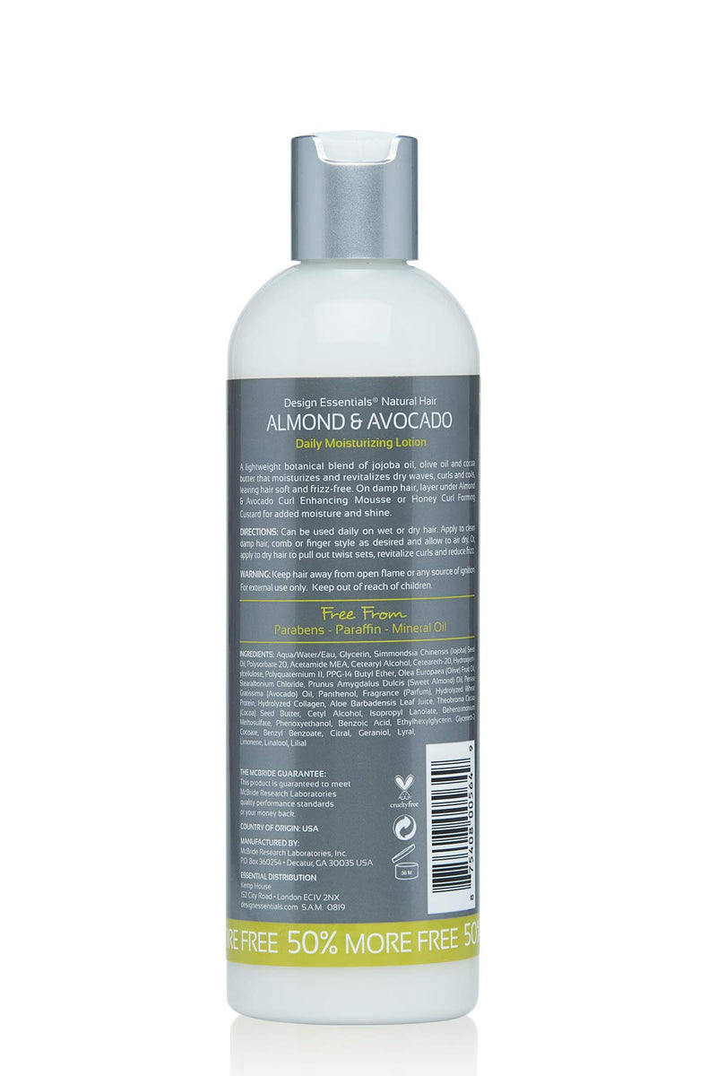 [Australia] - Design Essentials Almond and Avocado Daily Hair Moisturizing Lotion with Jojoba and Olive Oils, 12 Ounces 