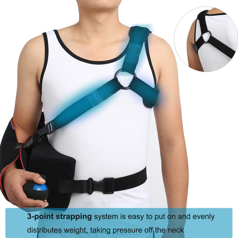 [Australia] - Universal Shoulder Abduction Sling with 30° Abduction Pillow 3-point Strap Exercise Ball Adjustable- Immobilizer for Injury Support Rotator Cuff, Sublexion, Surgery, Dislocated, Broken Arm - Brace (Free Size) 