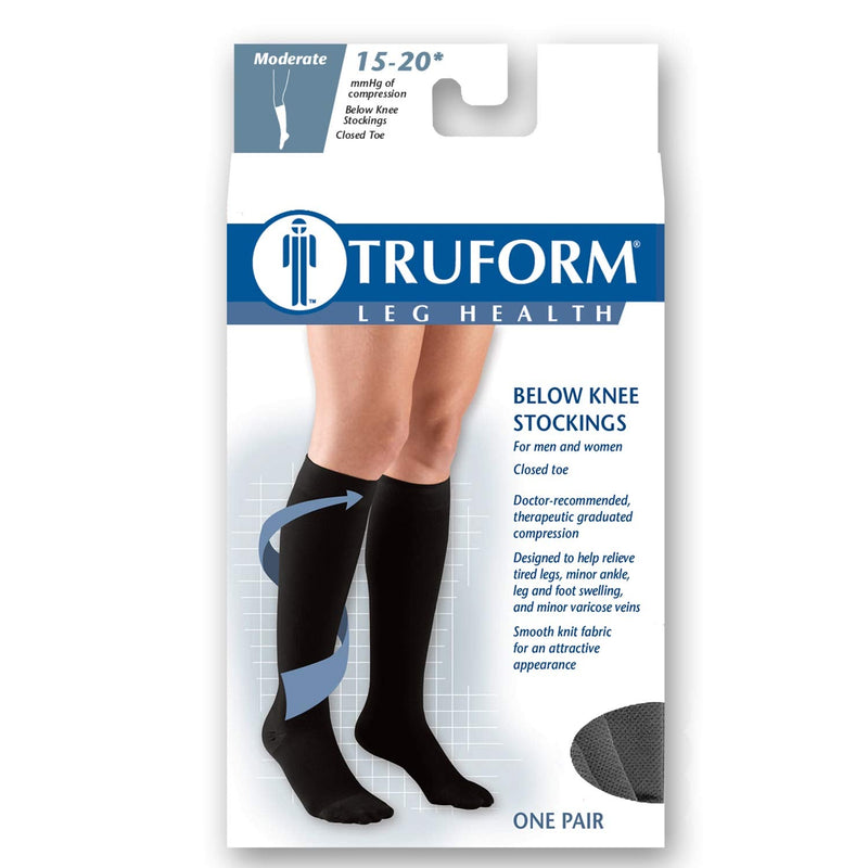 [Australia] - Truform HMNA 9808 Compression Stockings, Regular 15-20 mmHg, Below Knee BK, Men or Women, Closed Toe, Black, 3X-Large 3X-Large (Size F) 