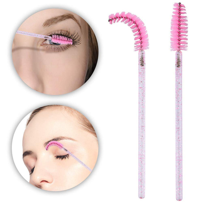 [Australia] - Disposable Eyelash Mascara Wands Brushes and Lip Gloss, 50PCS Makeup Applicators Brushes +50PCS Lipstick Wands Applicators - Pink 