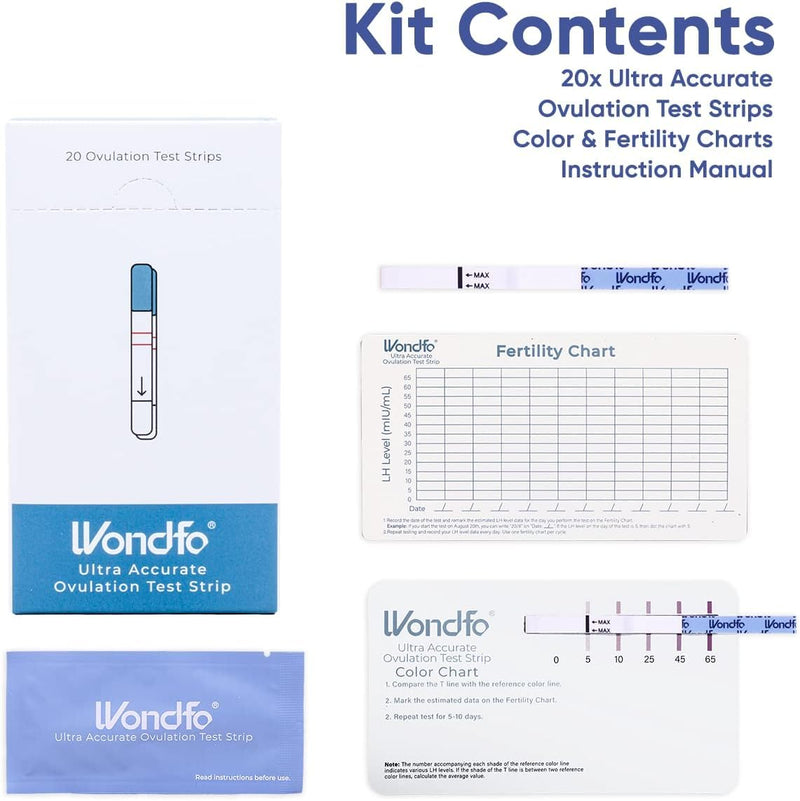 [Australia] - Wondfo Ovulation Tests Strips 20 Pack Ovulation Predictor Kit Accurate Fertility Tracker OPK 5MM Width with Color Card for Home Testing 