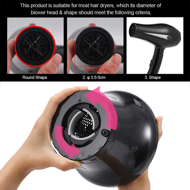 [Australia] - Universal Hair Diffuser, Adjustable Hair Dryer Diffuser Nozzle Suitable for 1.57in to 2.76in for Natural Curly Wavy Hair -Black Black 