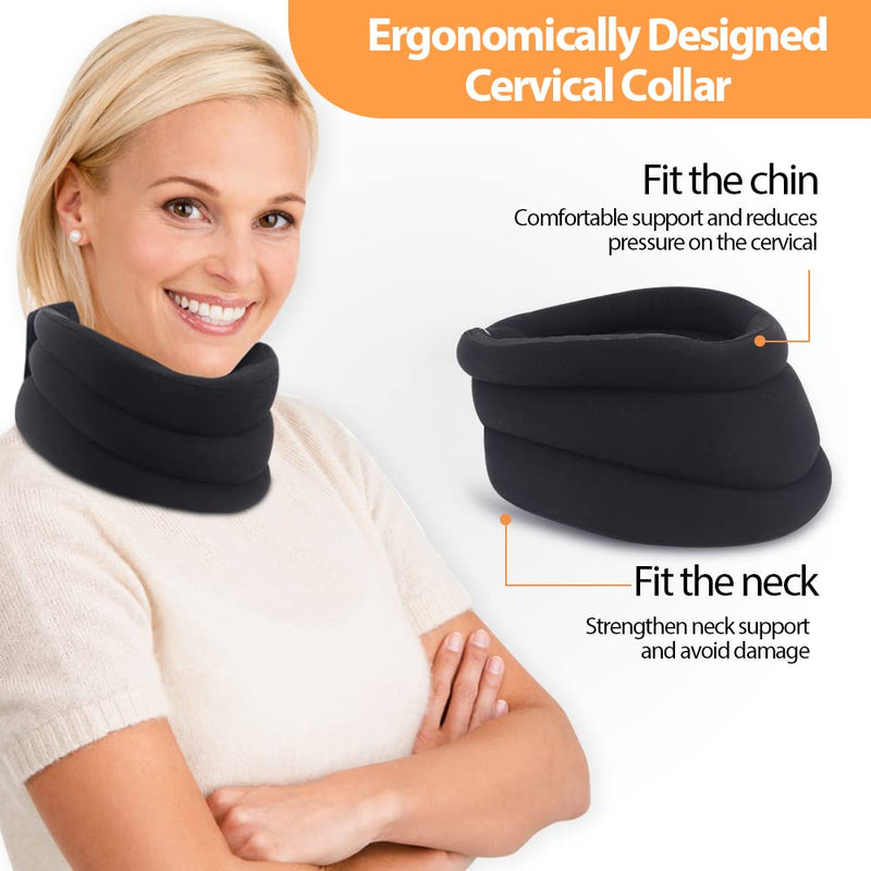 [Australia] - Comfheat USB Heated Neck Brace for Neck Pain Relief, Neck Support Brace Heat Therapy for Spinal Pain and Pressure Relief, Adjustable 2 in 1 Foam Neck Cervical Collar for Women and Men Height 4'' 