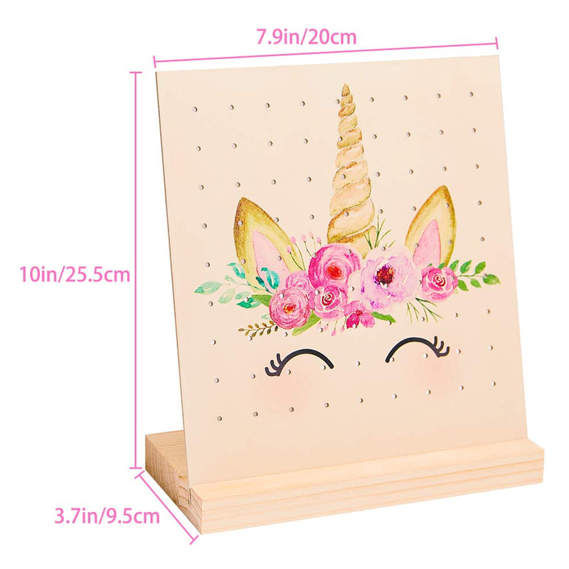 [Australia] - FIOBEE Earring Holder Stand Unicorn Earrings Organizer Wood Jewelry Rack Display for Girls Ear Stud Storage with 81 Holes Yellow 