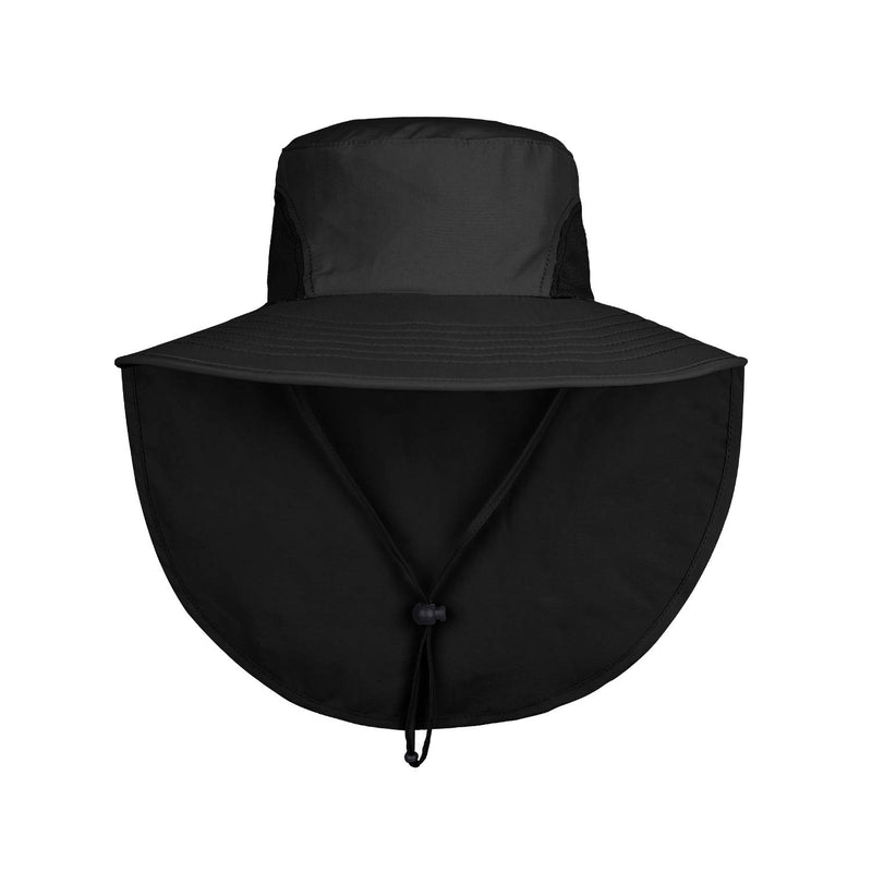 [Australia] - Orolay Unisex Outdoor Hats Sun Protection Fishing Hat Wide Brim Neck Flap UPF 50+ Black 