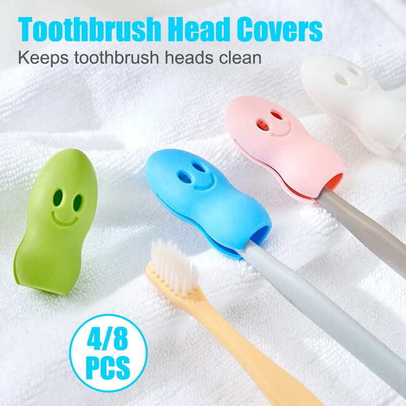 [Australia] - Travel Toothbrush Head Cover Case for Kids, Children Silicone Protector Cap, Dustproof Toothbrush Protect Case (Set of 8) Set of 8 