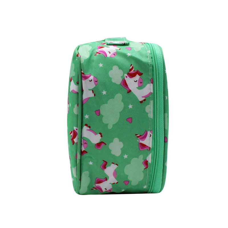 [Australia] - mosstyus Makeup Cosmetic Bag Travel Makeup Cosmetic Case Portable Waterproof Toiletry Bag for Women Girls, Green Unicorn 