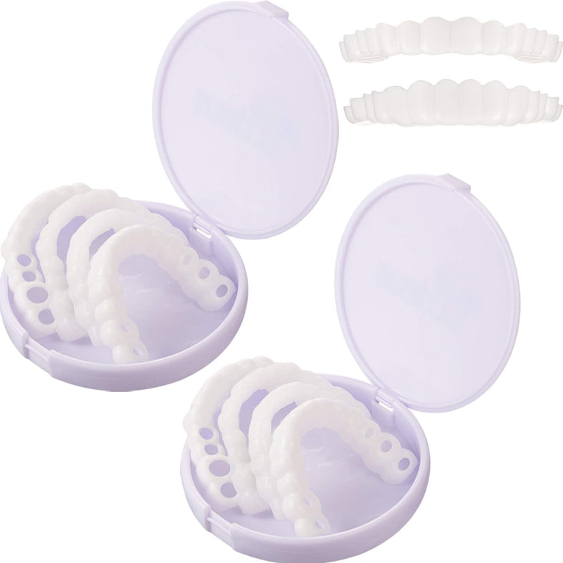[Australia] - 2 Pairs Dentures Fake Teeth Whitening False Teeth Top and Bottom Temporary Upper and Lower Snap Teeth Cover for Men Women Adult 