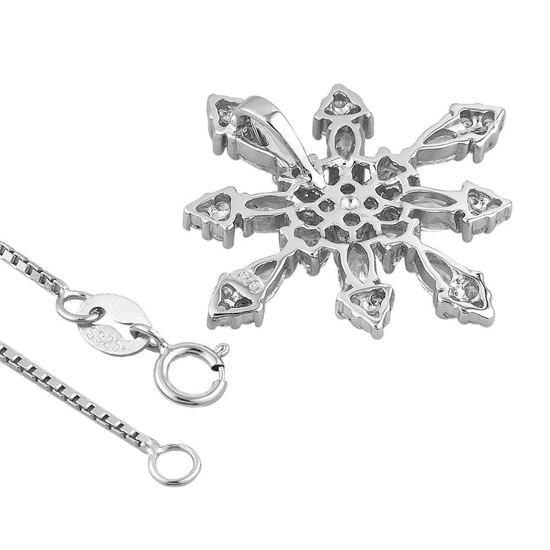 [Australia] - Korliya Winter Silver Snowflake Pendant Necklace with Box Chain Snowflake-3 