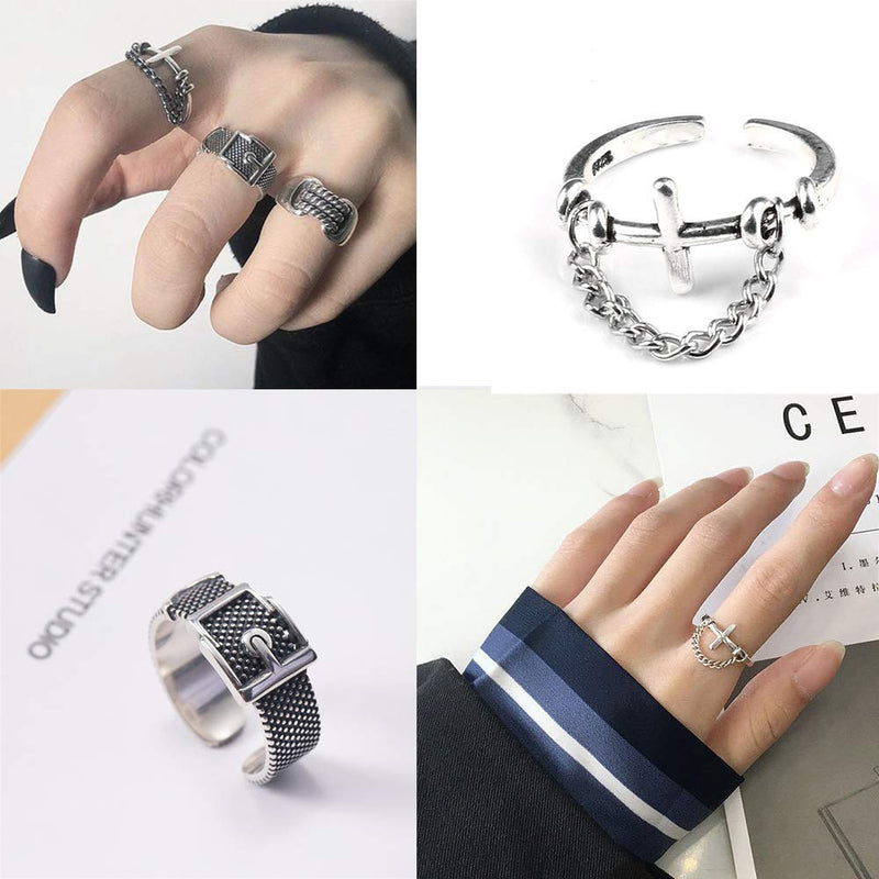 [Australia] - 20 Pcs Open Rings Frog Leaf Chain Adjustable Ring for Women Men Girls Punk Vintage Stackable Ring Sets Color1-20pcs 
