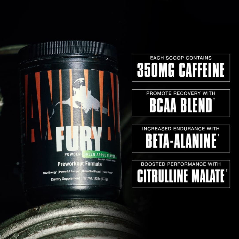 [Australia] - Animal Fury Pre Workout Powder Supplement for Energy and Focus 5g BCAA 350mg Caffeine Nitric Oxide Without Creatine Powerful Stimulant for Bodybuilders, Watermelon, 30 Servings 