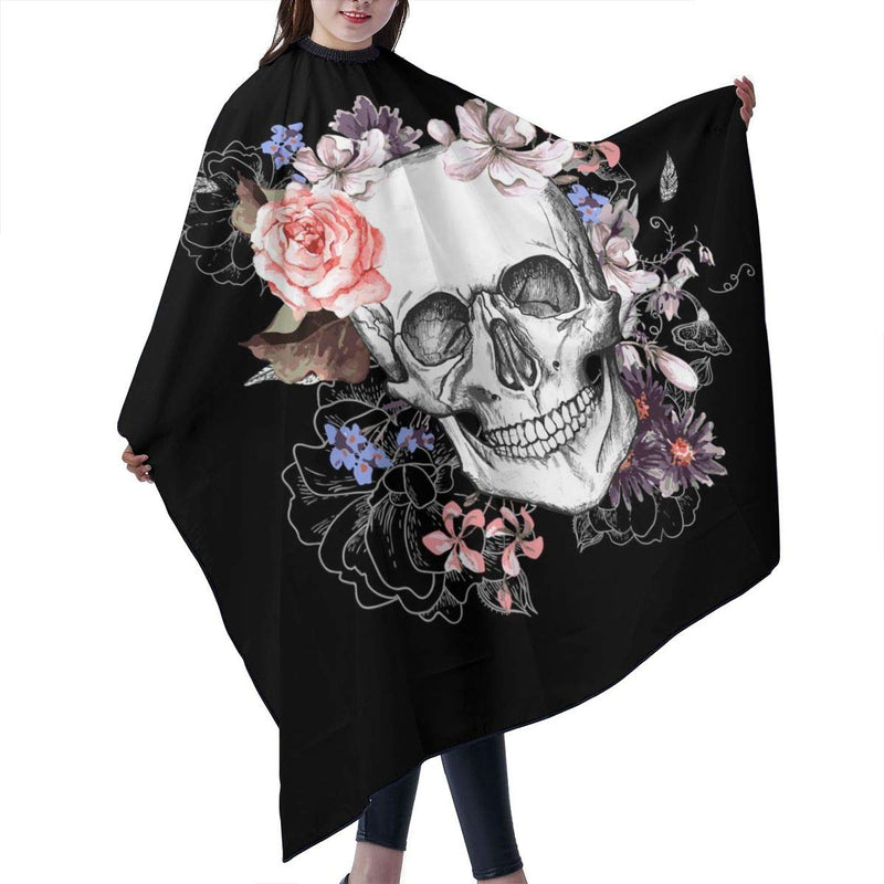 [Australia] - Pink Floral Sugar Skull Flower Home Hair Cutting Barber Cape Hair Salon and Dyeing Styling Cloth for Women/Men Black Floral Sugar Skull 