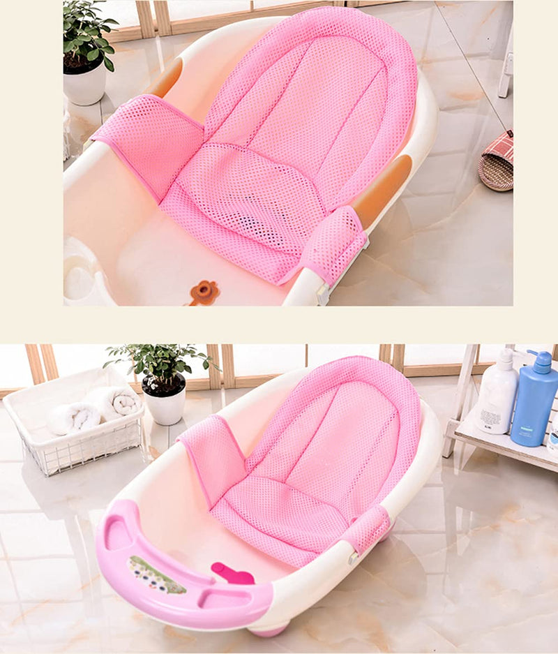 [Australia] - Infant Baby Bath Pad Non Slip Bath Seat Net for Babies Infant Supportive Bathtub Pillow Baby Newborn Bath Support Sling Soft Breathable Bath Cushion 3D Mesh Bath Support Seat Adjustable for 0-36months Pink 