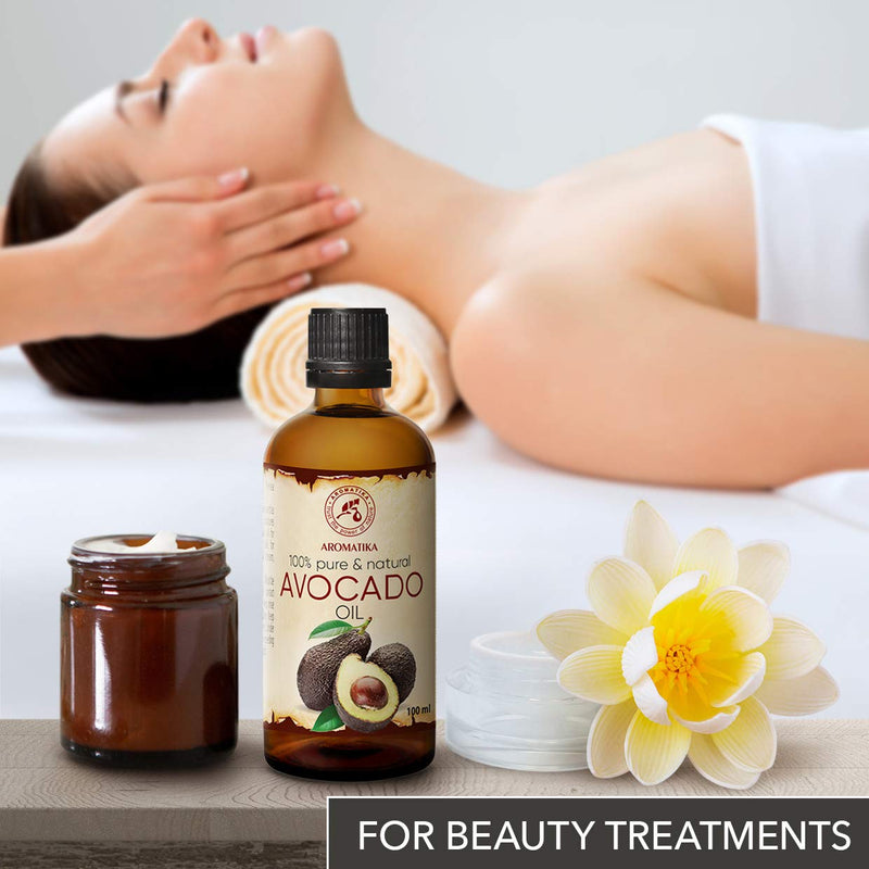 [Australia] - Avocado Oil 100ml - 100% Pure - Cold Pressed - Best Natural Moisturizer for Skin - Nails - Lips - Hair - Face - Body - Scalp - uses as Pure Agent - Great for Spa - Aromatherapy - Bath - Massage 