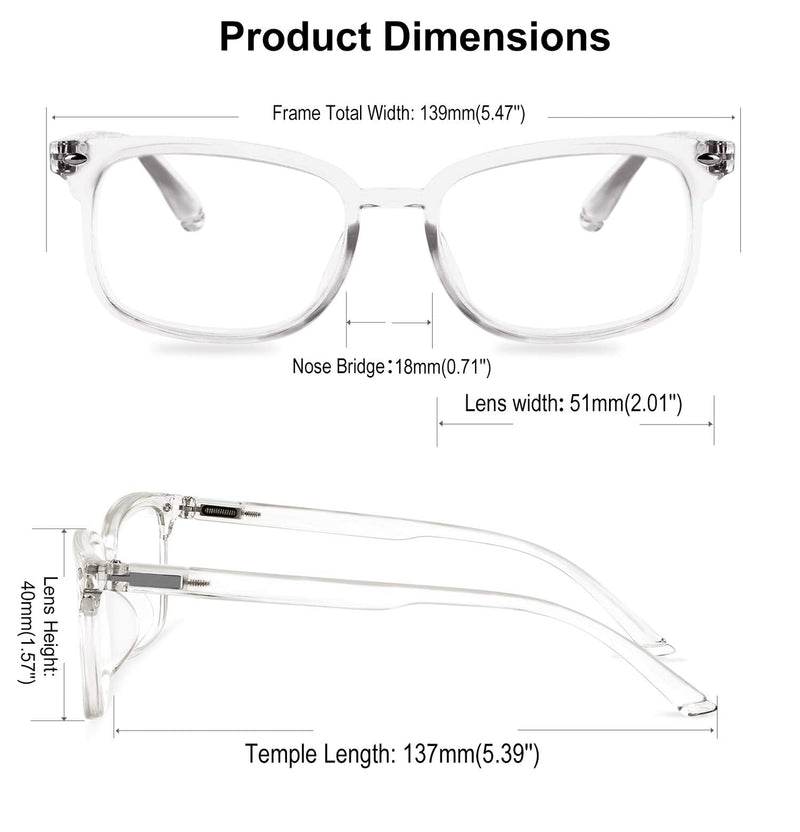 [Australia] - FEISEDY Reading Glasses Blue Light Blocking Reader Glasses with Spring Temples B2566 Clear 2.0 x 