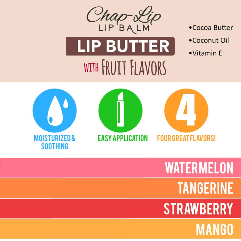 [Australia] - CHAP-LIP Lip Butter Lip Balm with Fruit Flavors, Cocoa Butter, Coconut Oil | Moisturizing Vitamin E & Total Hydration Treatment & Soothing Lip Therapy Clear 