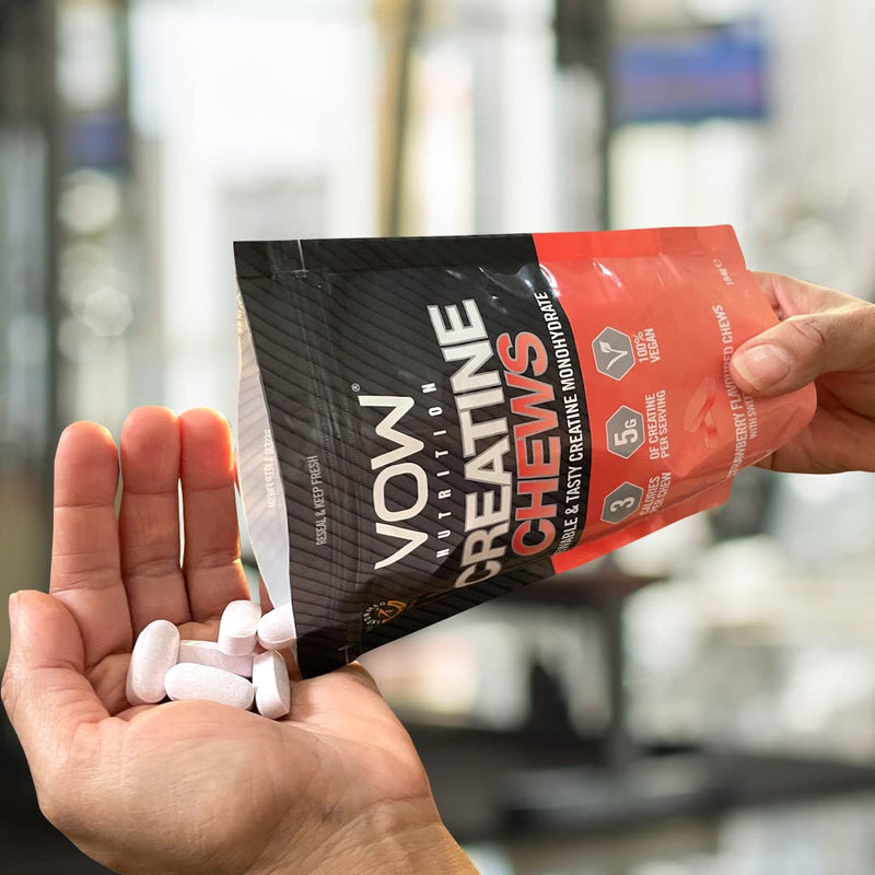 [Australia] - VOW Nutrition Creatine Chews,100 Strawberry Flavoured Chews, Creatine Monohydrate, Convenient & Tasty Chewable Creatine Informed Sports Approved (Strawberry) 