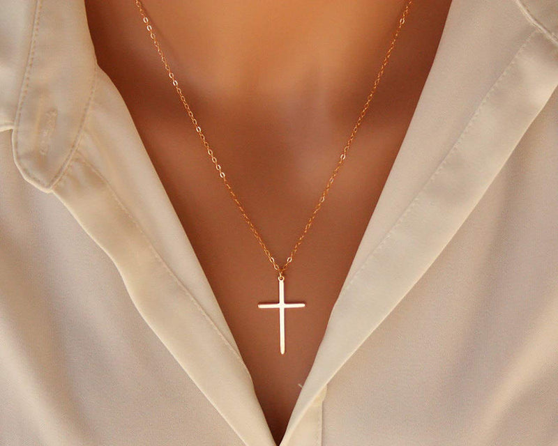 [Australia] - MOMOL Tiny Cross Pendant Necklace, 18K Gold Plated Stainless Steel Cross Necklace Simple Small Dainty Cross Pendant Christian Religious Chain Necklace for Women Girls 3 