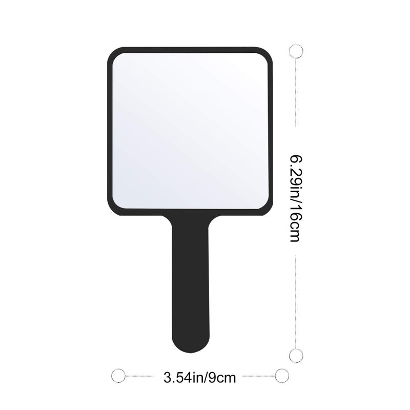 [Australia] - SOLUSTRE Hand Mirror Square Makeup Mirror Handheld Cosmetic Mirror Salon Hairdressing Mirror with Handle, Black 