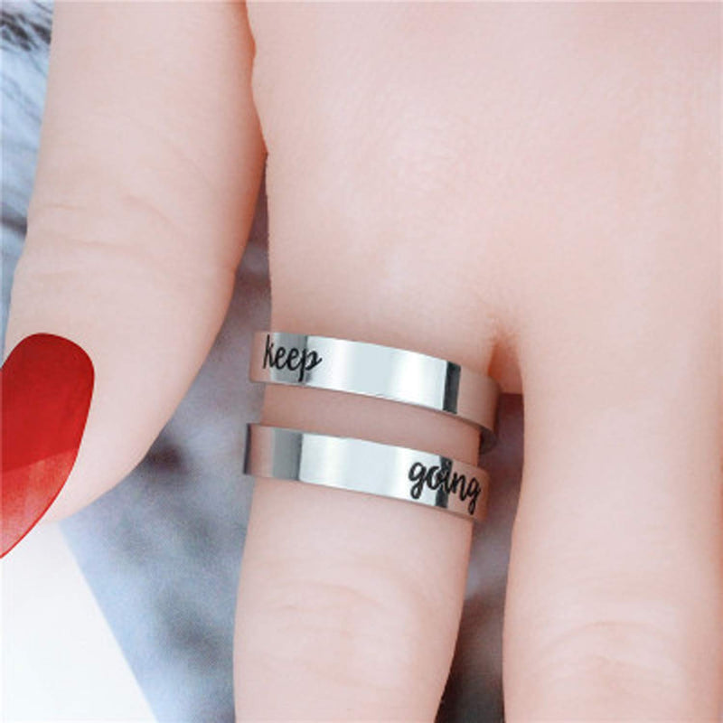 [Australia] - XOYOYZU Inspirational Rings for Women Statement Stainless Steel Spiral Wrap Twist Ring Encouragement Personalized Jewelry Birthday Gifts BE FEARLESS 