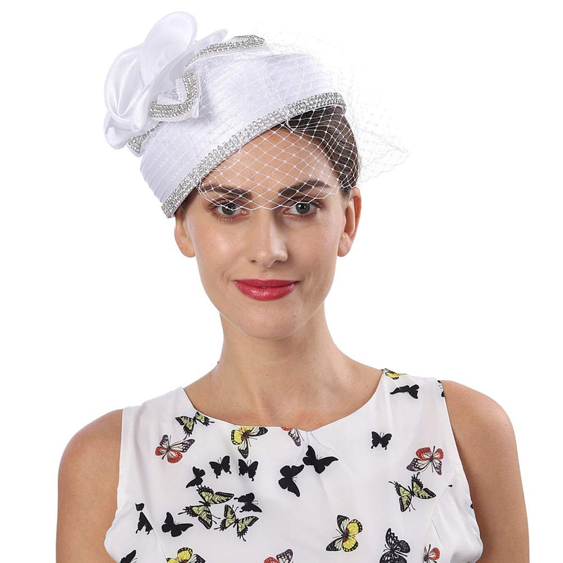 [Australia] - FORBUSITE Fascinators Hat for Women Church Tea Party Headband Kentucky Derby Wedding Cocktail Hat White 