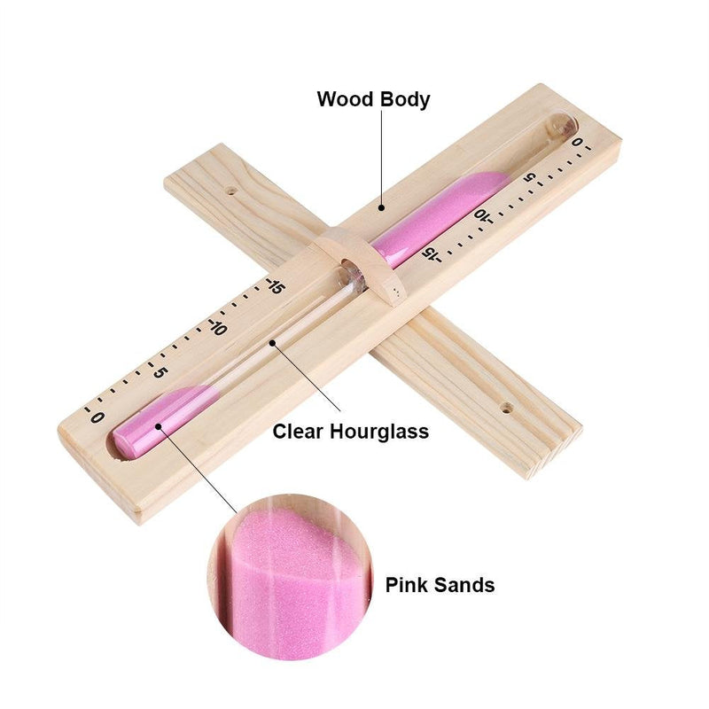 [Australia] - Sauna Hourglass Sand Timer, 15 Minutes Wooden Wall-Mounted Rotating Sand Timer Hourglass Room Glass Clock with Pink Sands 