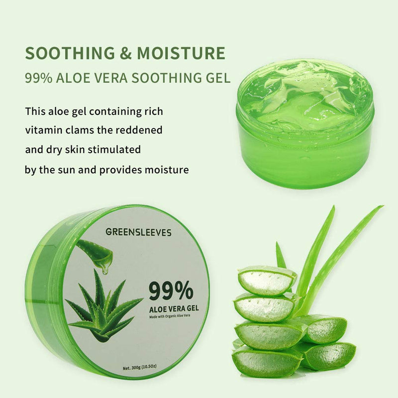 [Australia] - GREENSLEEVES Aloe Vera Gel 10.5 oz, 99% Pure Soothing Aloe Gel Moisturizers for Face, Hair 