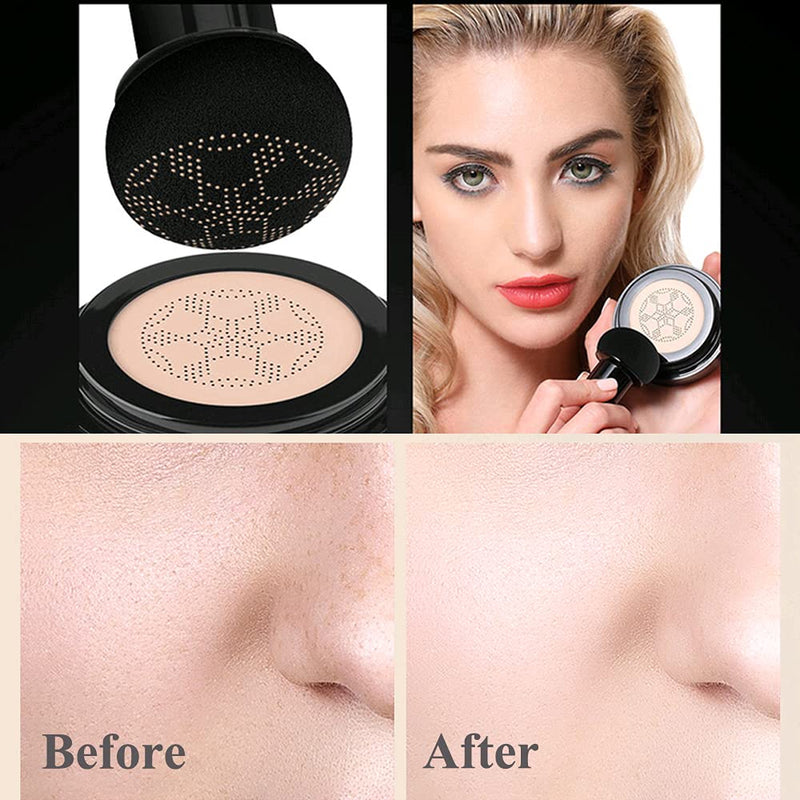 [Australia] - Mushroom Head Air Cushion CC Cream - Mushroom Head Foundation / Long Lasting Nude Matte Concealer, Oil Control/ Moisturizing BB Cream Makeup 