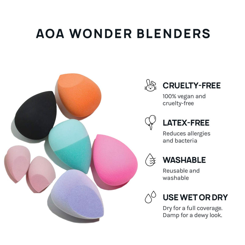 [Australia] - AOA Studio Beauty Makeup Sponge Blender Multiple Combo Set for Gift Makeup Blender Latex Free and High Definition set of 7 For Powder Cream and Liquid 