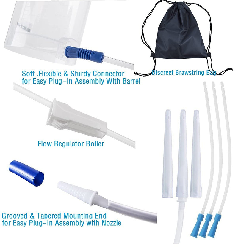 [Australia] - Clear Enema Kit 6Pcs Enema Nozzle Tips Colon Tube Replacement, Coffee Enema Bucket kit for Water Colon Cleansing Constipation Detox 6ft Silicone Tubing Hose Set Portable Irrigator Reusable BPA Free PP 