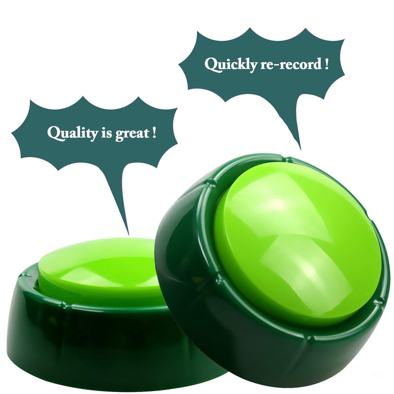 [Australia] - Cover Custom Sound Button Dog Training Button Buzzer Button Recordable Talking Button Office Desk Gag Gift 30 Seconds 2 AAA Batteries Included - Newest Green 
