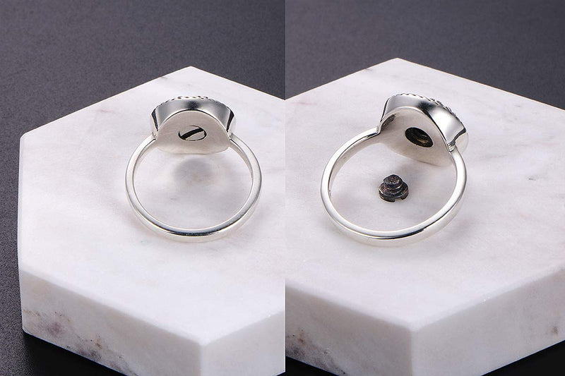 [Australia] - S925 Sterling Silver Heart Urn Memorial Ashes Keepsake Exquisite Cremation Pendant Necklace Ring Bracelet Ring Size: 7 