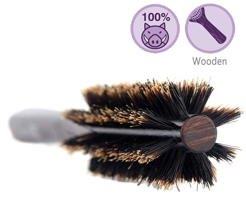 [Australia] - Small Round Hair Brush for Thin or Short Hair, Mini Round Boar Bristle Beard Brush for Men 1 Count (Pack of 1) 