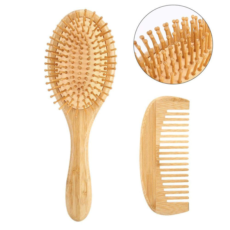 [Australia] - Comb Set, Anti-Static Air Cushion Bamboo Hair Comb Hair Scalp Massager For Women And Men Reduce Frizz And Massage Scalp (Set) 